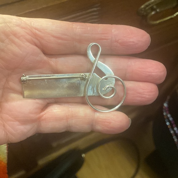 Sterling Silver Mexico Treble Cleft Pin - Picture 6 of 10